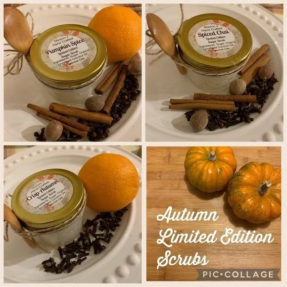 Autumn Trio, hand crafted all natural sugar scrubs moisturizing exfoliating - Picture 2 of 15
